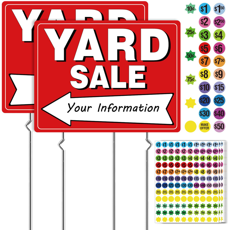 TRYXN yard sale sign kit neon double-sided boosts street visibility for garage sales.