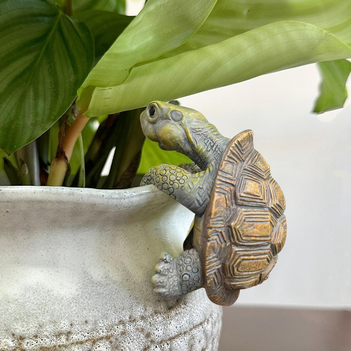 TSCVPJL Turtle figurine adds whimsy to garden edges and shelves.