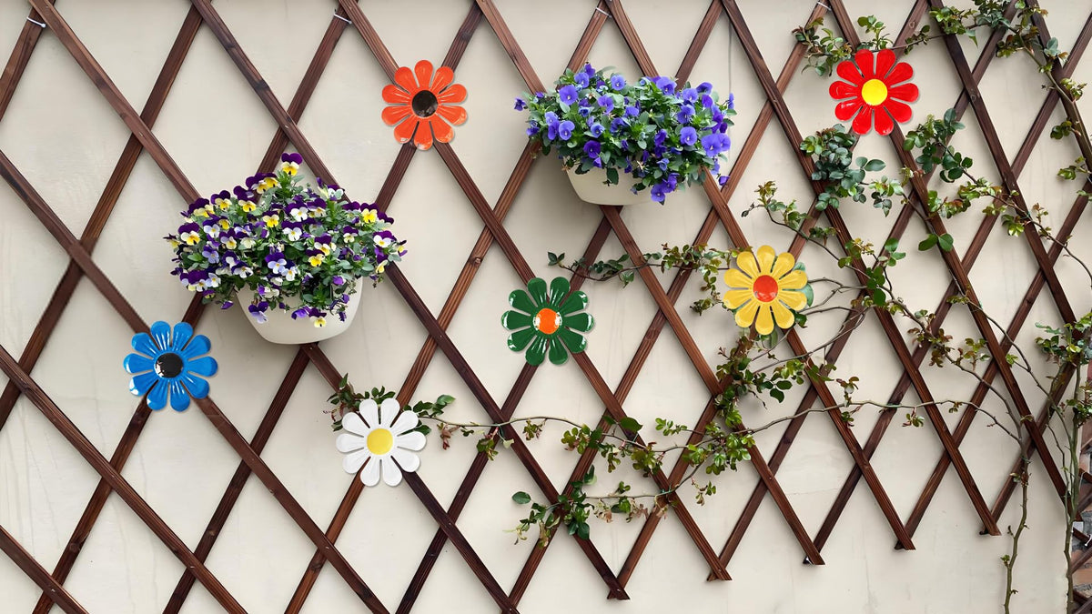 Tsilin daisy ornament adds vibrant detail to patios, fences, or living areas
