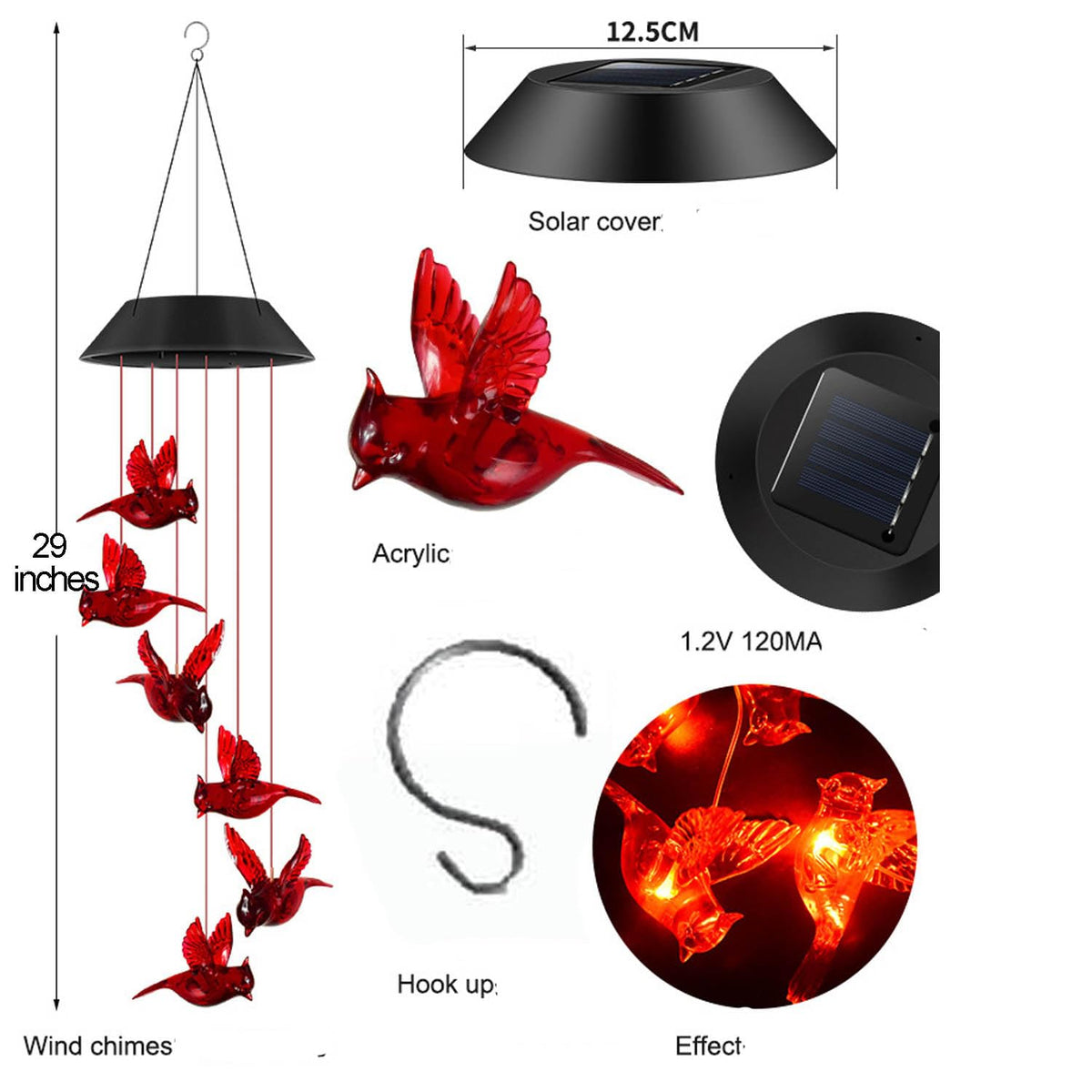 TSIPEKLO Gift-ready solar wind chime for Mom or Grandma