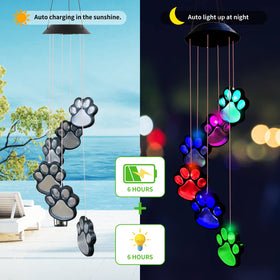 TSIPEKLO color-changing LED wind chime lights up garden at night.