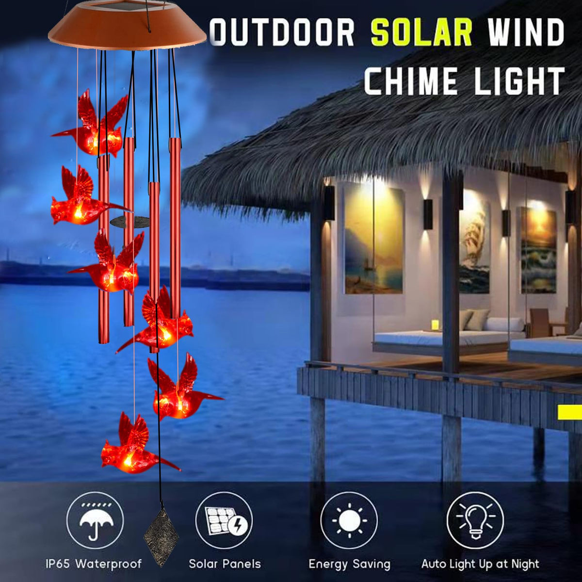 TSIPEKLO Cardinal wind chimes symbolize luck and comfort in outdoor spaces.