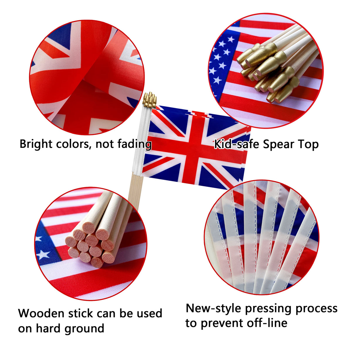TSMD rounded-top flag design for safe use with kids.