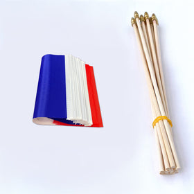 TSMD France flag with wood stick, 12-pack for events and celebrations.