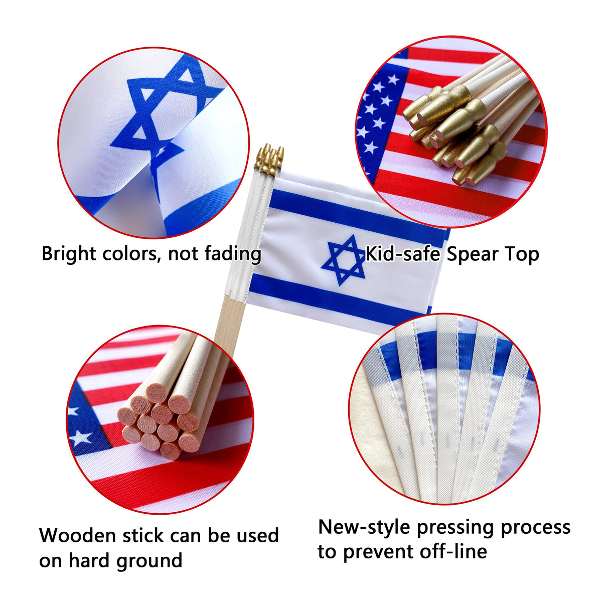 TSMD Israel flag with safe spear top ideal for kids
