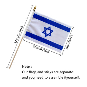 TSMD Israel flag with wood stick detail for easy handling