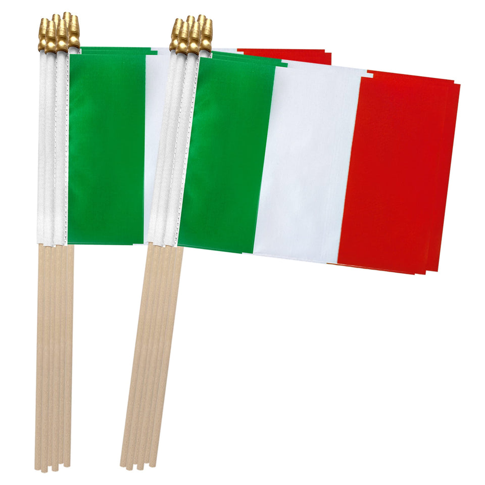 TSMD Italy flag 5x8 inch on wood stick for parades and celebrations.