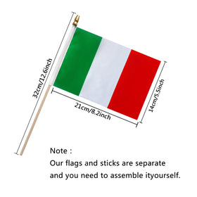 TSMD Italy flag on wooden stick, reusable decor for parties and desks.