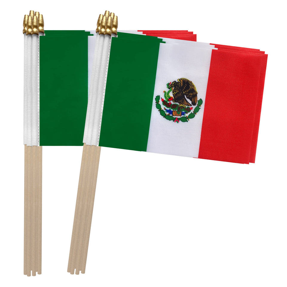 TSMD Mexico flag 5x8 inch on vibrant polyester fabric for clear outdoor visibility.