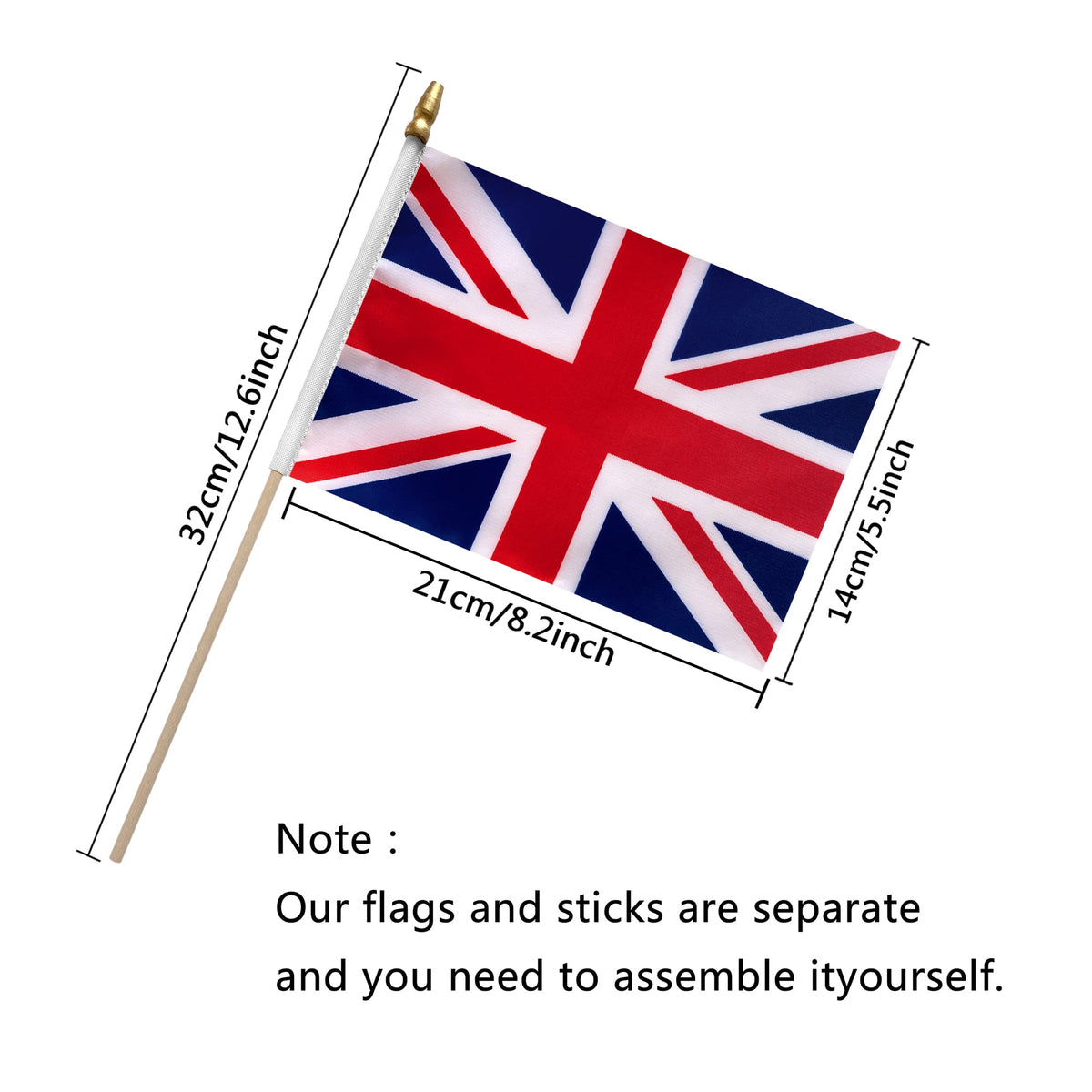 TSMD Union Jack flag with front and back print for visibility.