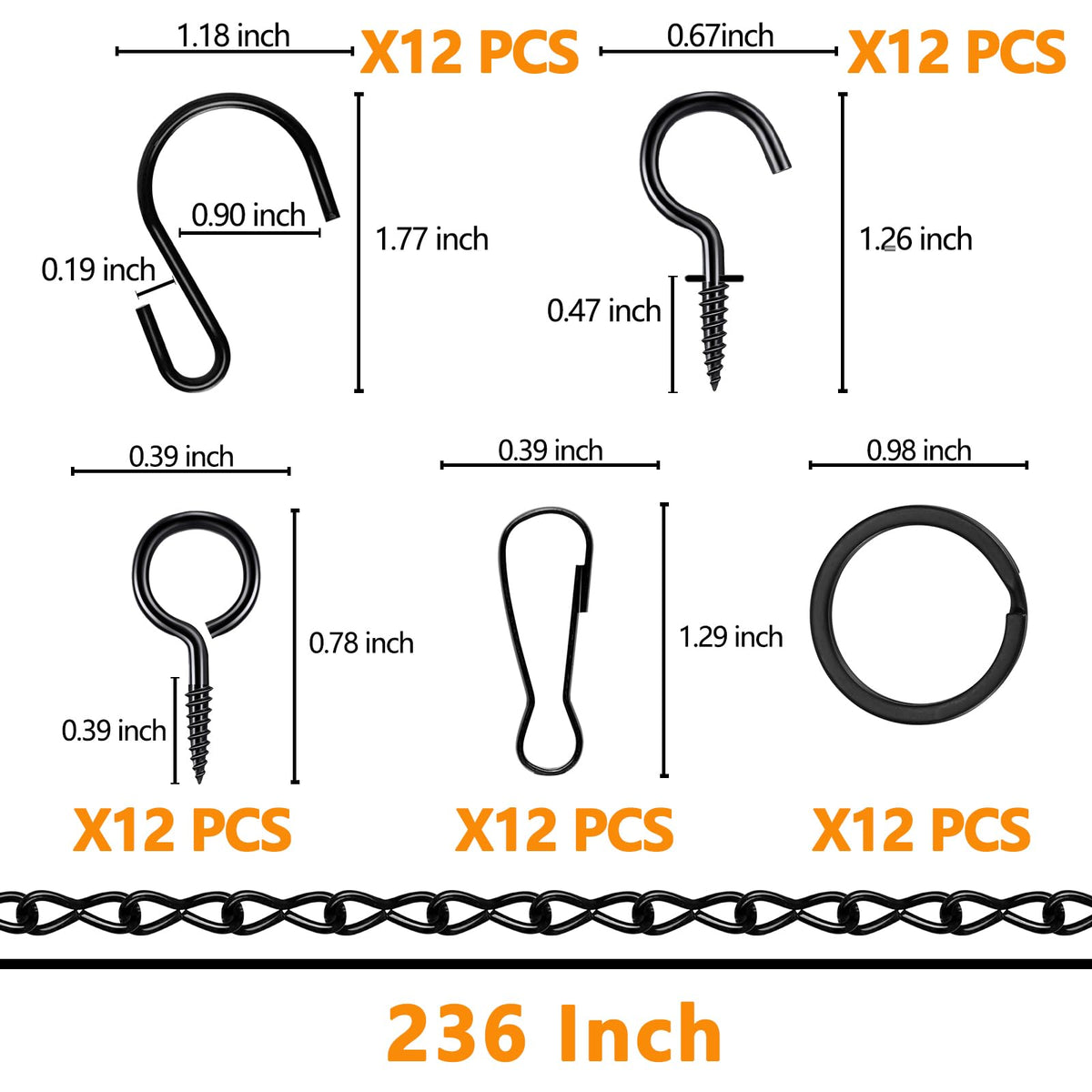 Tsocent S-hooks 12pcs for easy hanging of pots, feeders, and ornaments.