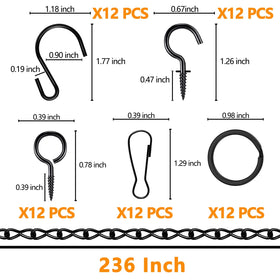 Tsocent S-hooks 12pcs for easy hanging of pots, feeders, and ornaments.