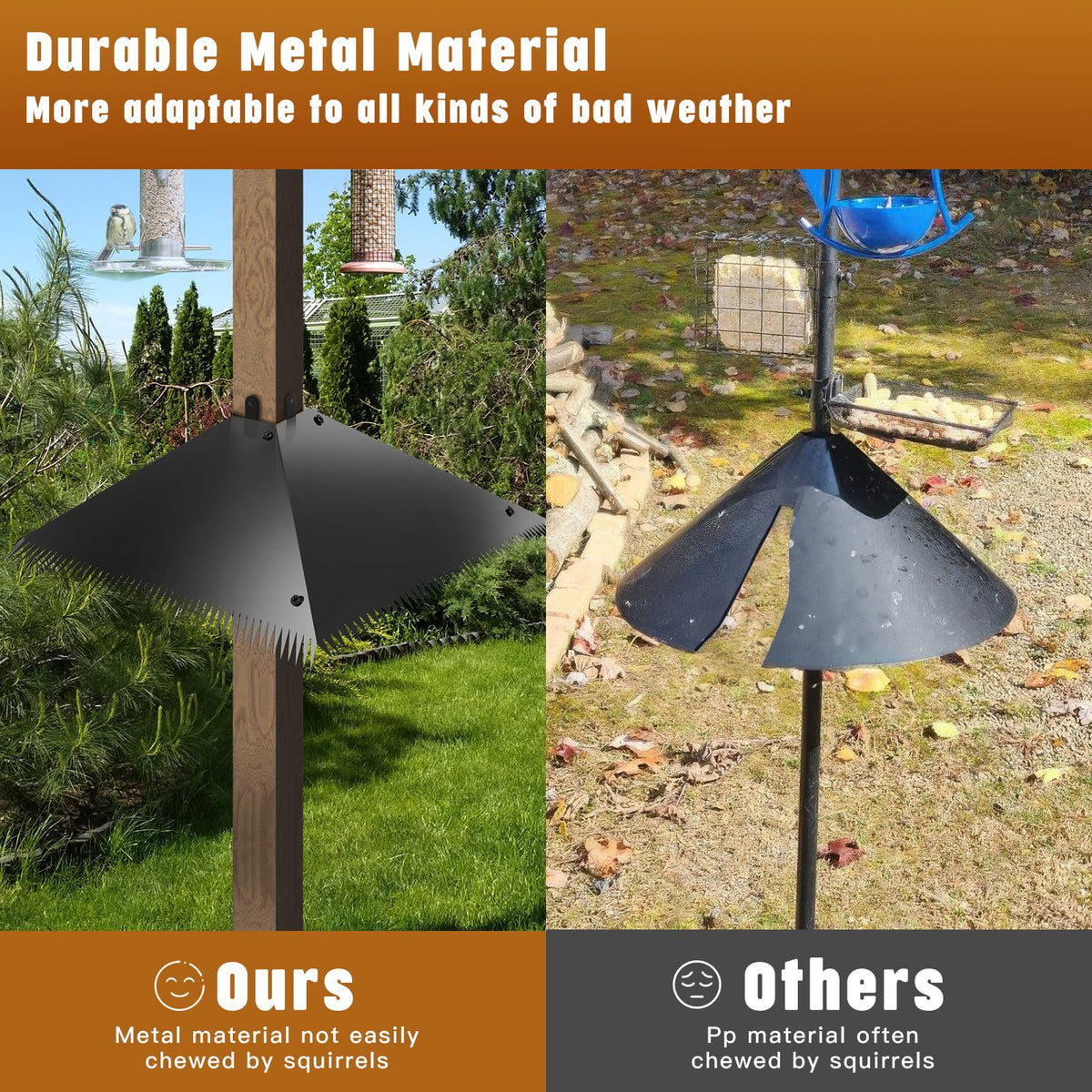 TSSOIYLR weatherproof baffle fits bird feeder poles for protection.