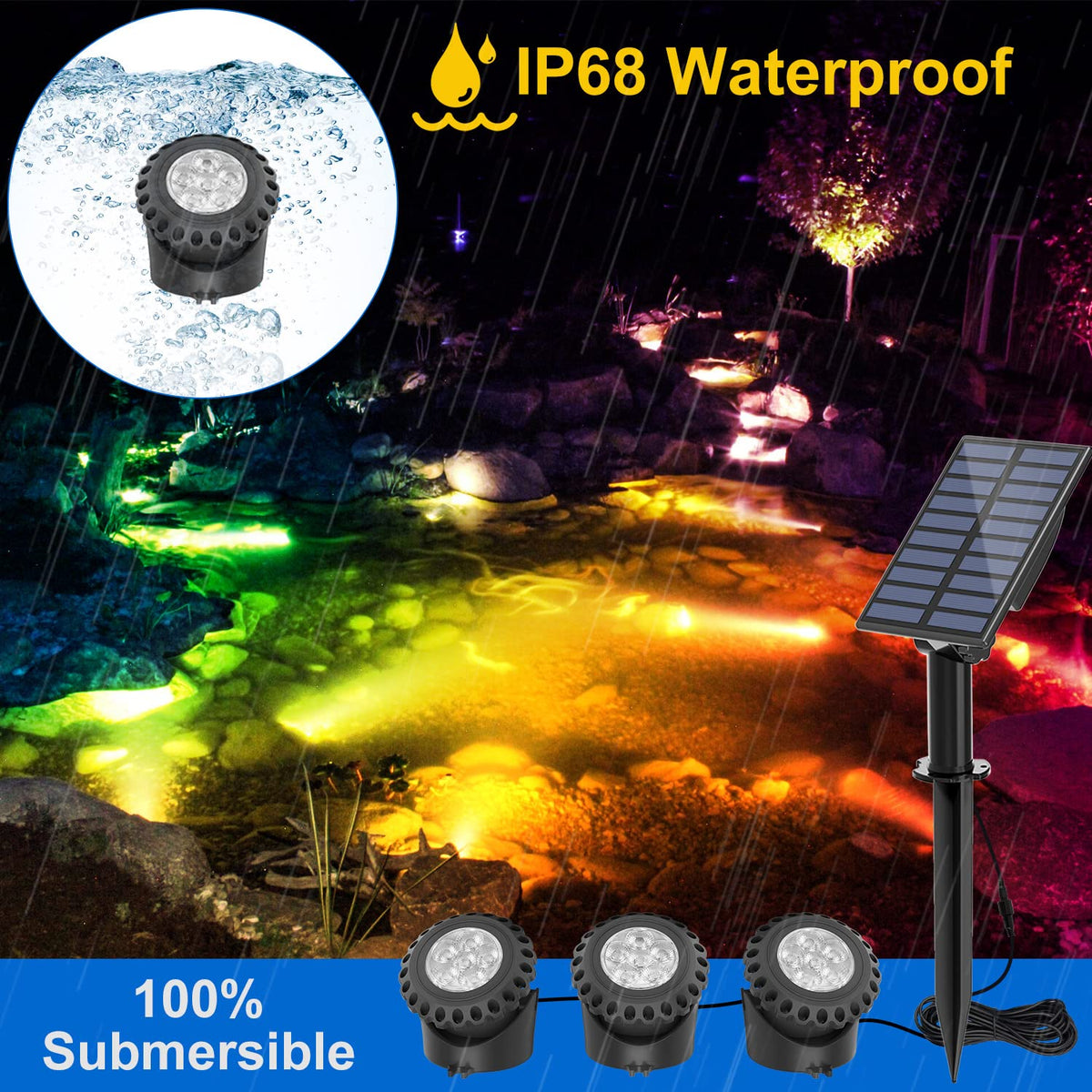 T-SUN IP68 waterproof light ready for pond and fountain use in all weather