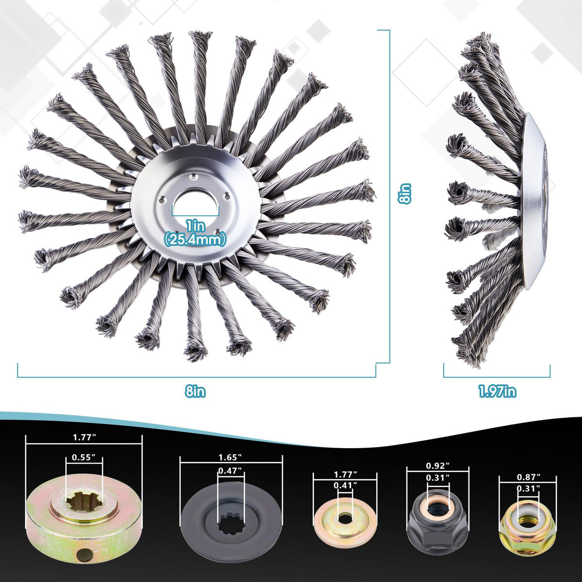 TSzmyt durable steel wire head delivers long life and fewer replacements.