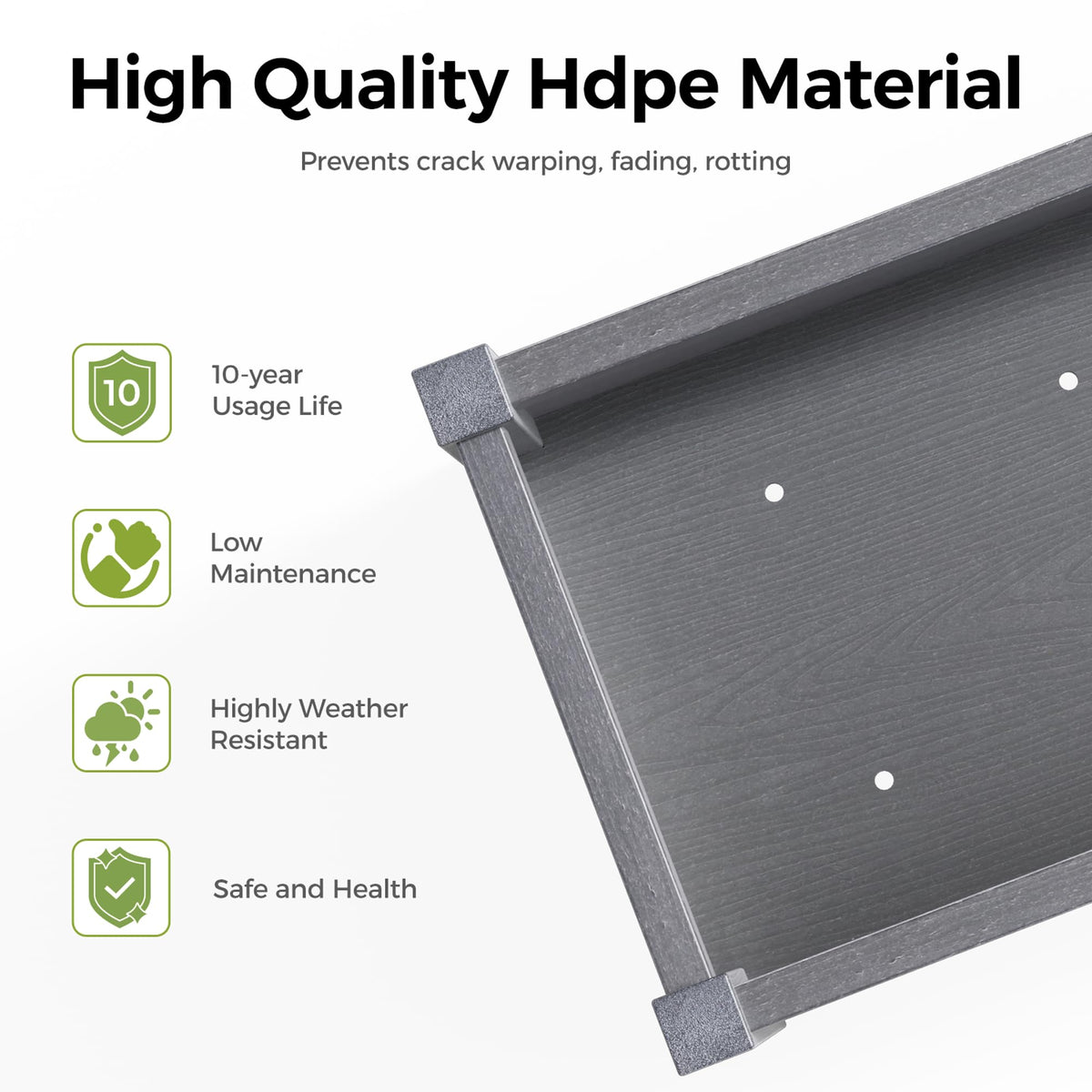 TT Nature HDPE raised bed kit for quick assembly in about 10 minutes.