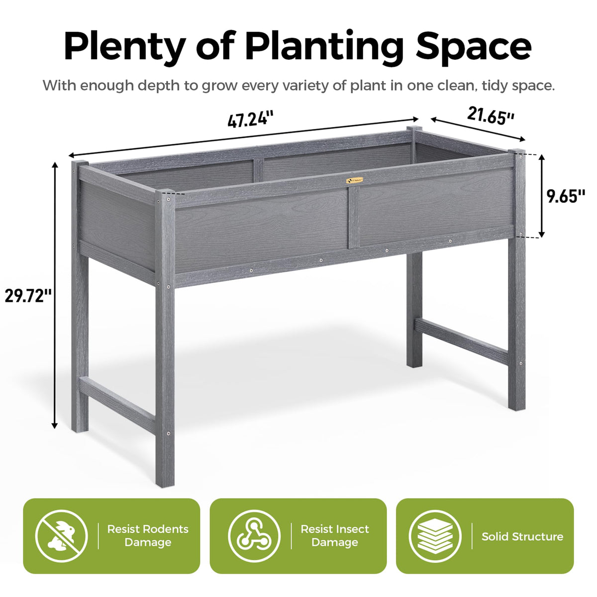 TT Nature HDPE raised bed with legs, front view, perfect for herbs.