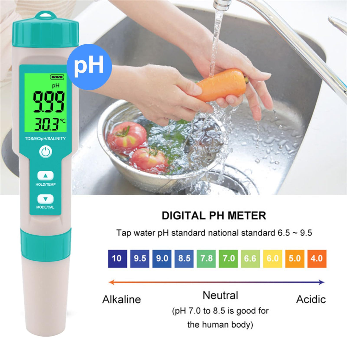 T TESTRUST in-use shot highlighting portable water testing tool.