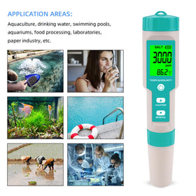 T TESTRUST temperature and salinity readouts support aquatic environments.