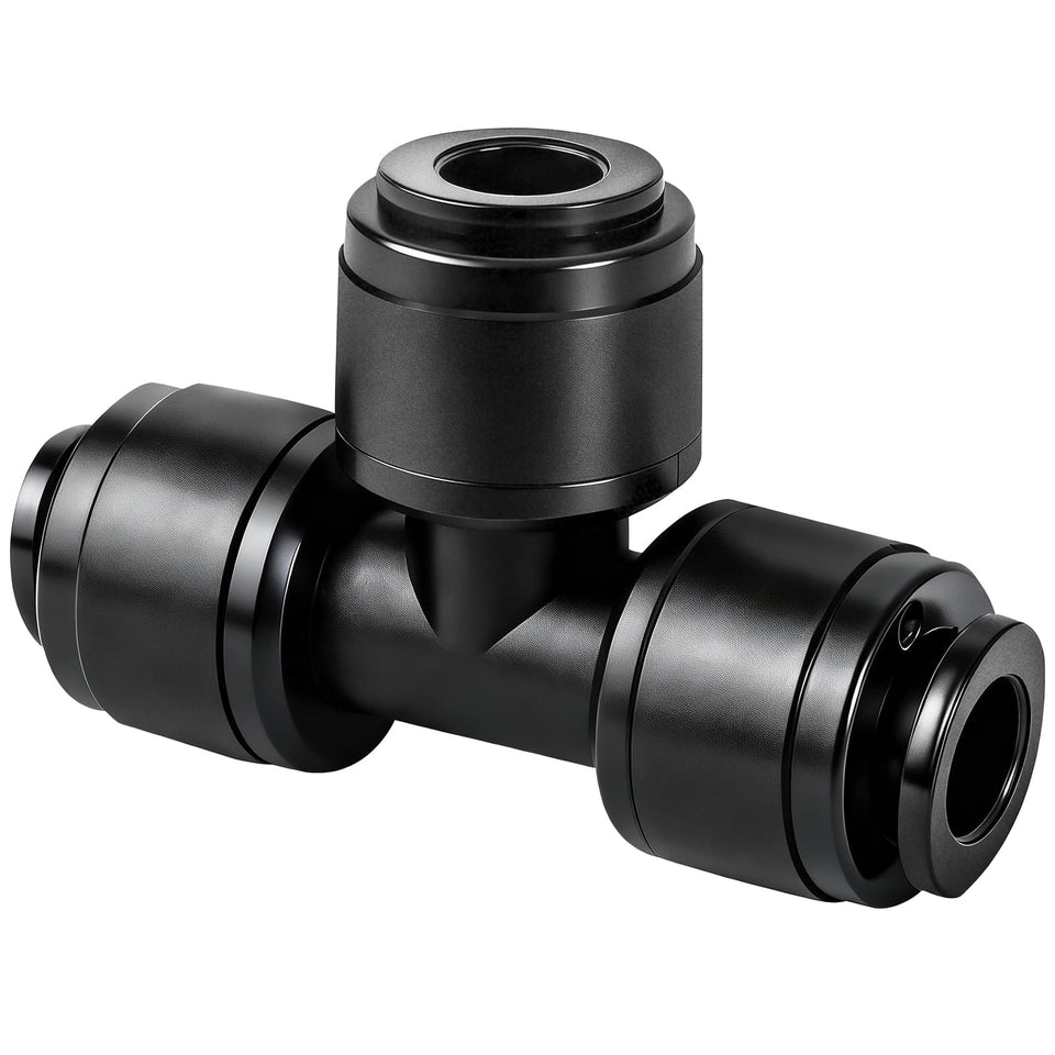 TTioDri quarter-inch tees close-up, secure leak-free connection for drip lines