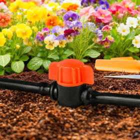 TTioDri greenhouse irrigation setup with shut-off valves