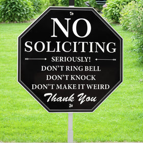 TTLESENG no-soliciting sign 10x10 aluminum offers clear deterrence for doorstep solicitors.