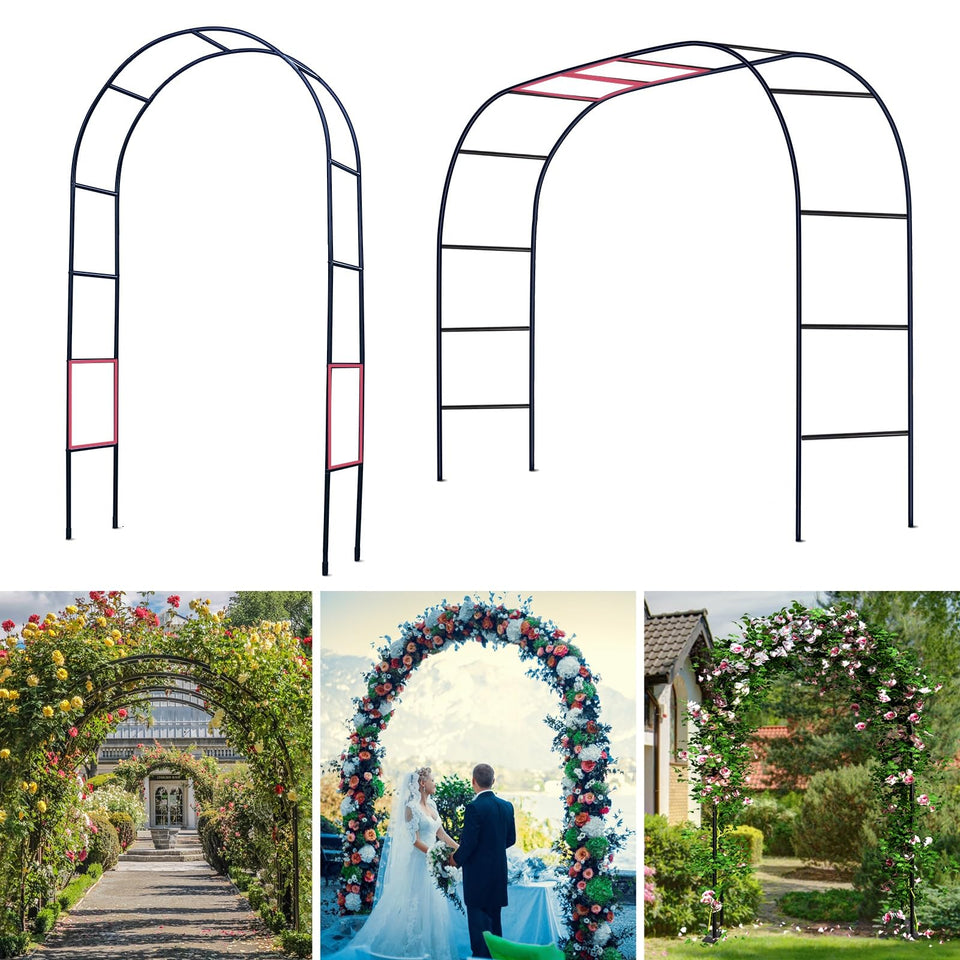 Ttootle garden arch trellis supports climbing plants in a sturdy 4.6x7.9 ft frame.