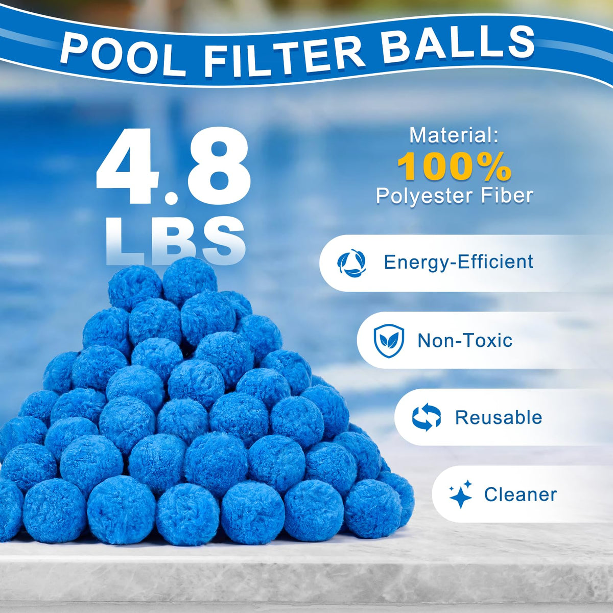 TTQ pool filter balls reusable polyester media for extended use.