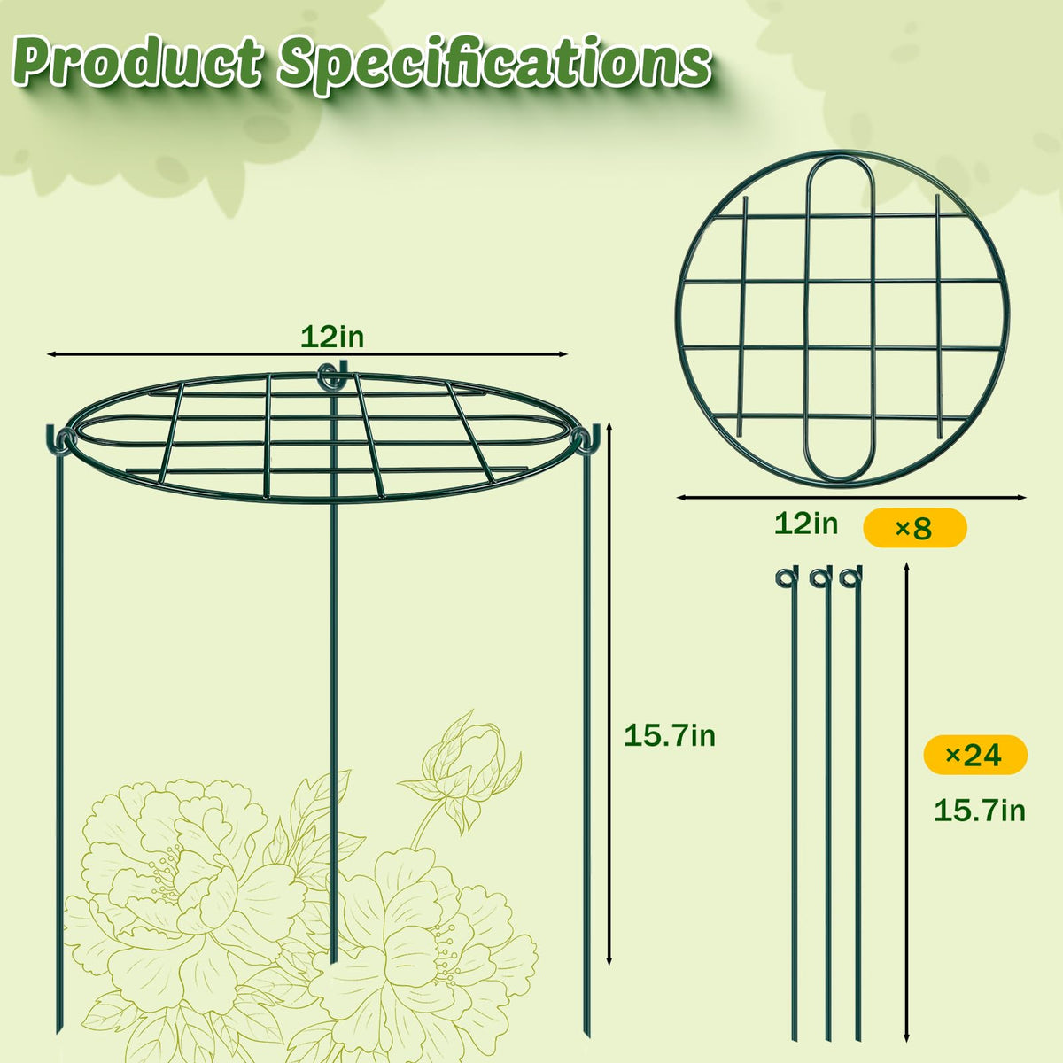 TTQ three-legged plant support assembly keeps top-heavy plants stable