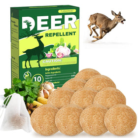 Tubadros 10-pack deer repellent bottle deters wildlife with peppermint aroma.
