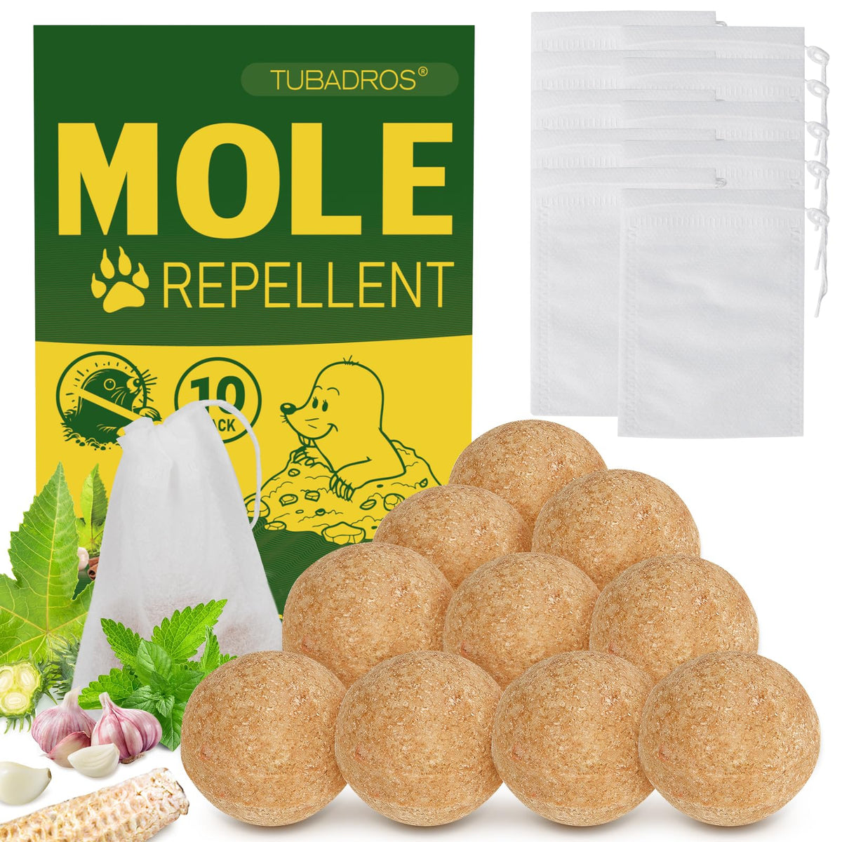 Tubadros mole repellent 10-pack ready to protect lawns from moles