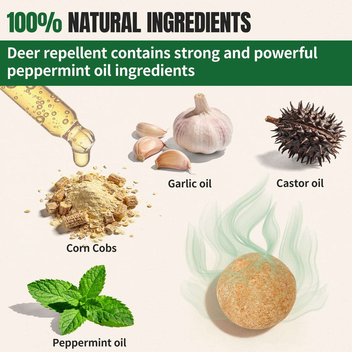 Tubadros peppermint oil deterrent deters deer and rabbits in gardens.