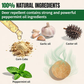 Tubadros peppermint oil deterrent deters deer and rabbits in gardens.
