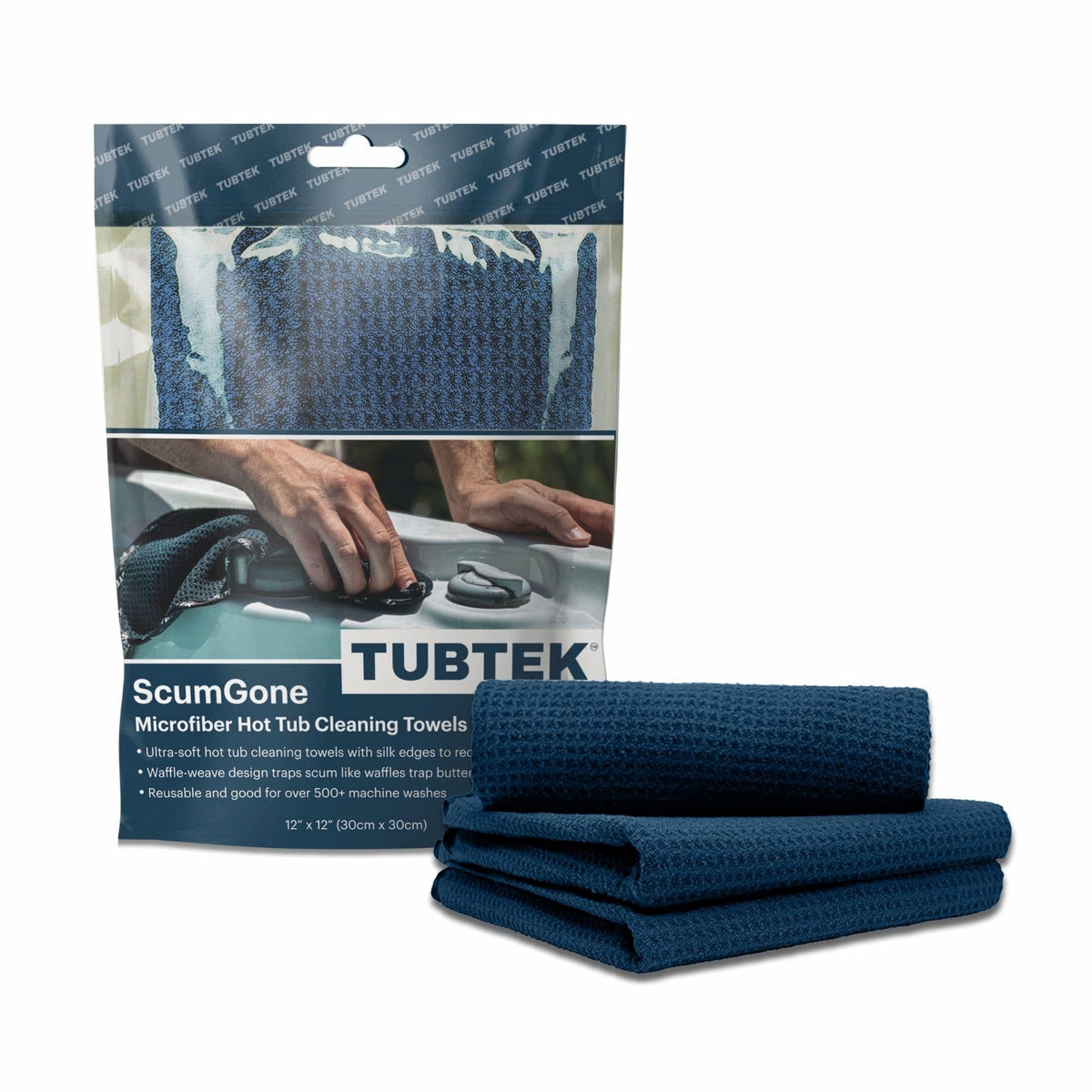 TUBTEK microfiber towels for hot tub surfaces, 3-pack, gentle cleaning power