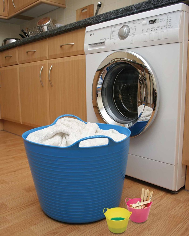 Tubtrugs Green Gorilla tub used for laundry chores with strong handles.