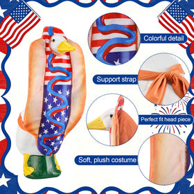 Durable fabric goose costume withstands outdoor use on garden statues.