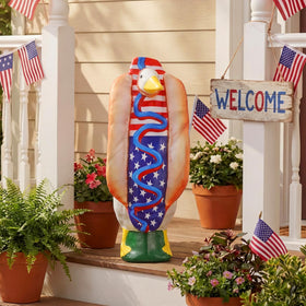 Vibrant red, white, and blue palette brightens any yard.