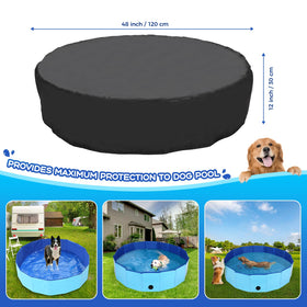 Tufmunb dog pool cover with drawstring for a snug fit and wind resistance