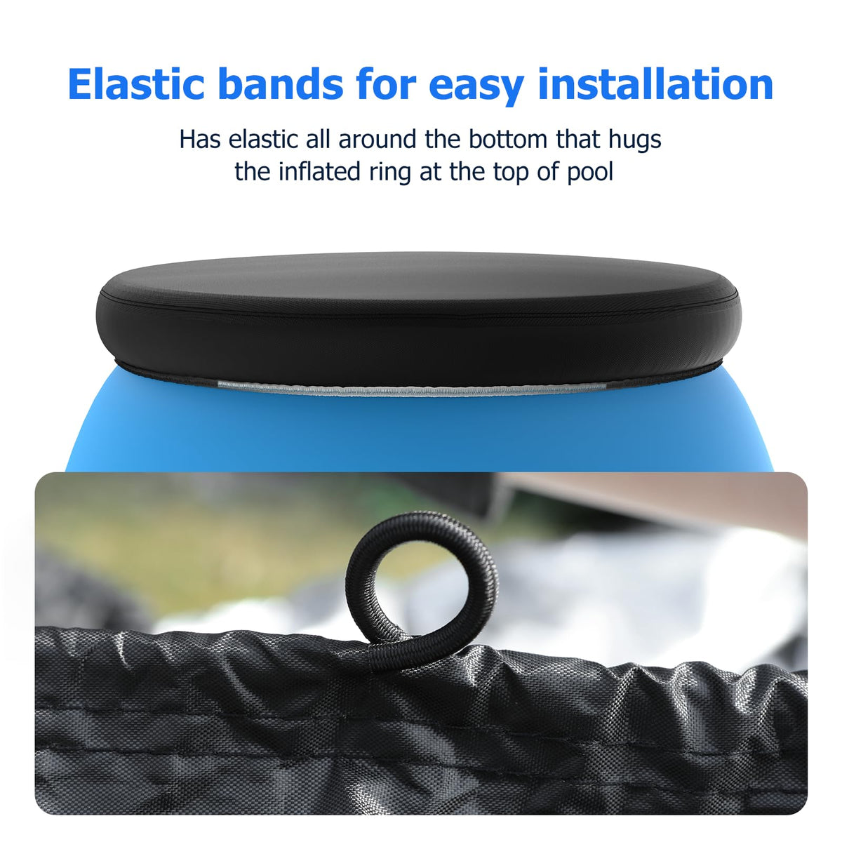 Tufmunb pool cover with no drain holes top view keeps debris out