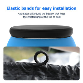 Tufmunb pool cover with no drain holes top view keeps debris out