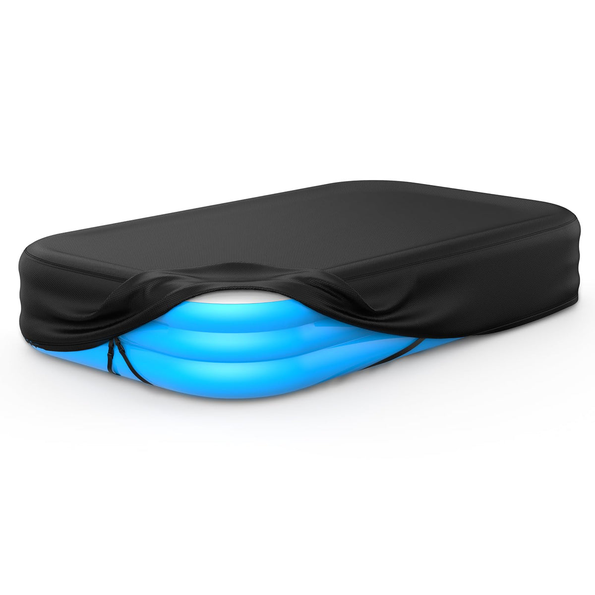 Tufmunb rectangular pool cover on a 90x60 inflatable pool protects water from leaves