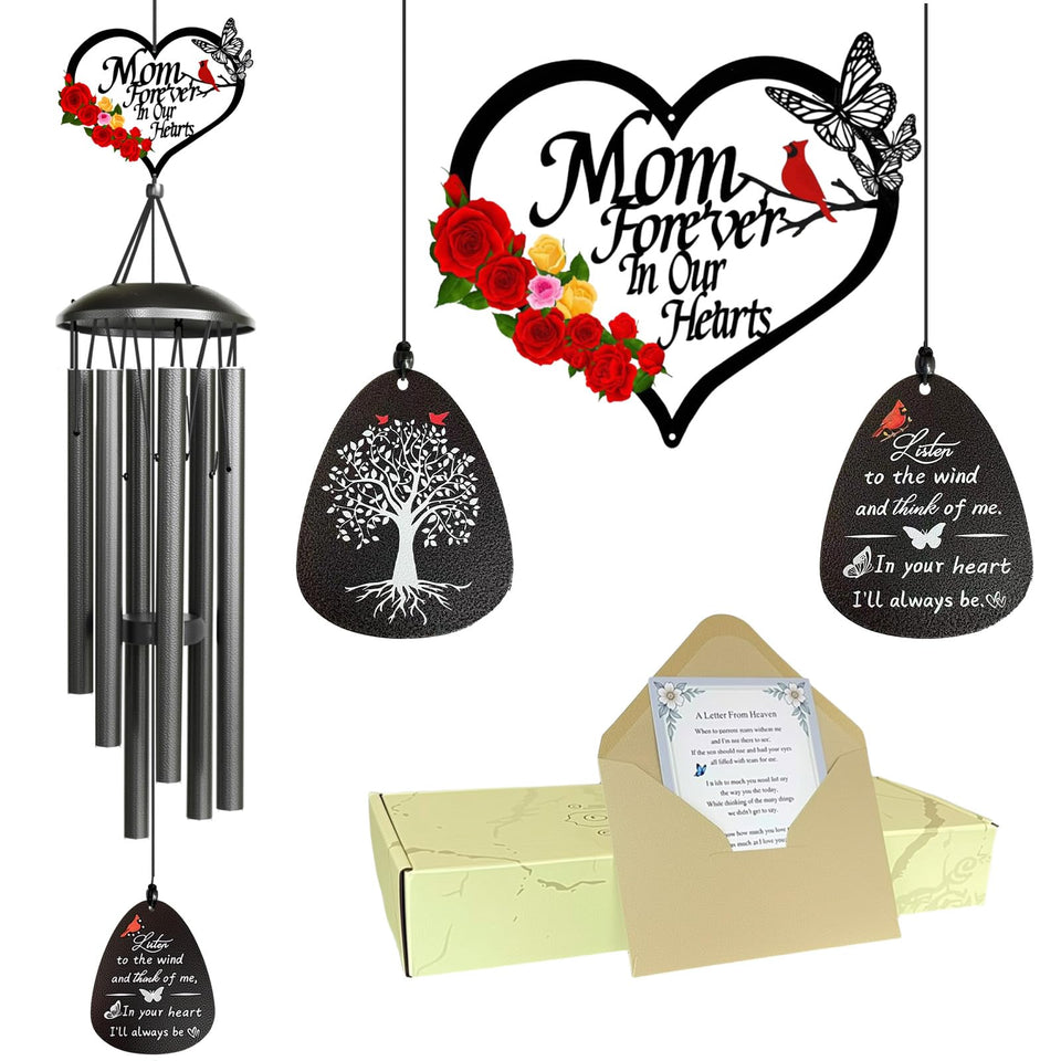 TUHYOCG memorial wind chimes show a heart and cardinal top for lasting remembrance.