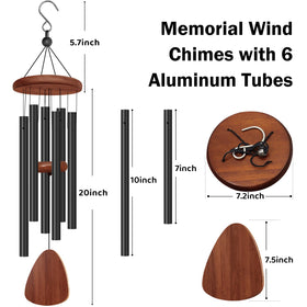Tujol memorial wind chimes close-up showing hook and rope for easy hanging