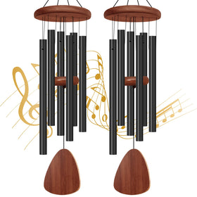 Tujol wind chimes with six tubes in outdoor setup for calming tones