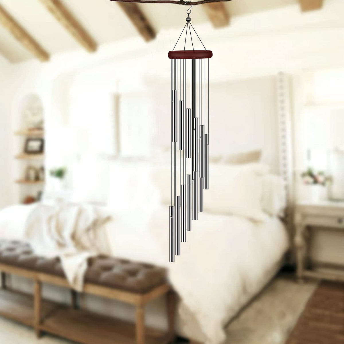 Tujol wind chimes for garden and patio enhances outdoor ambiance.