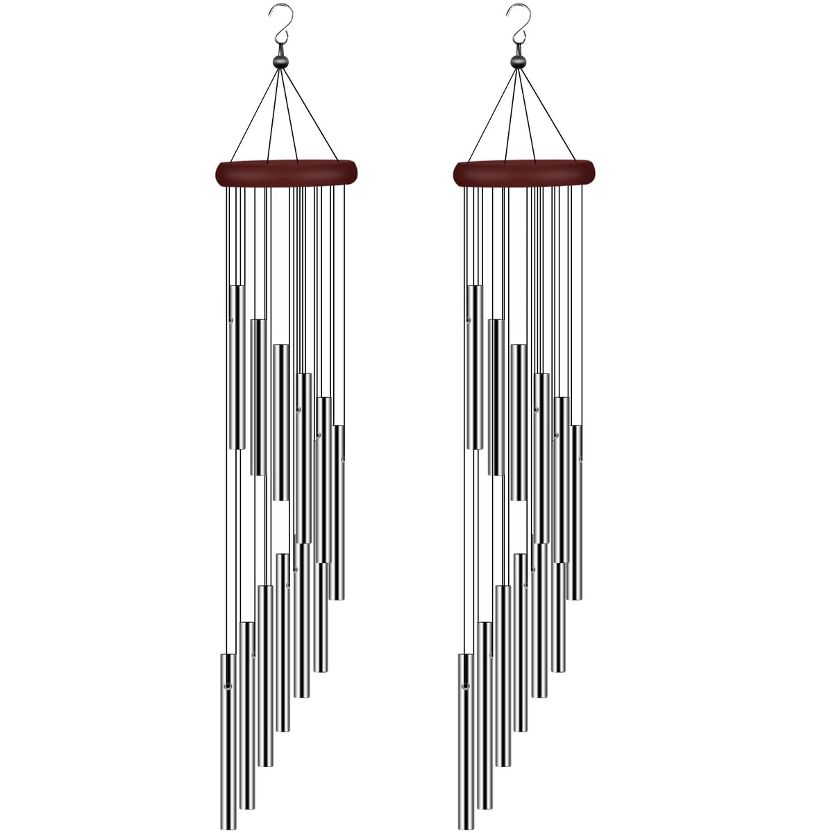 Tujol wind chimes outdoor with 12 aluminum tubes creating a calming garden ambience.