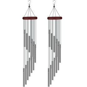 Tujol wind chimes outdoor with 12 aluminum tubes creating a calming garden ambience.