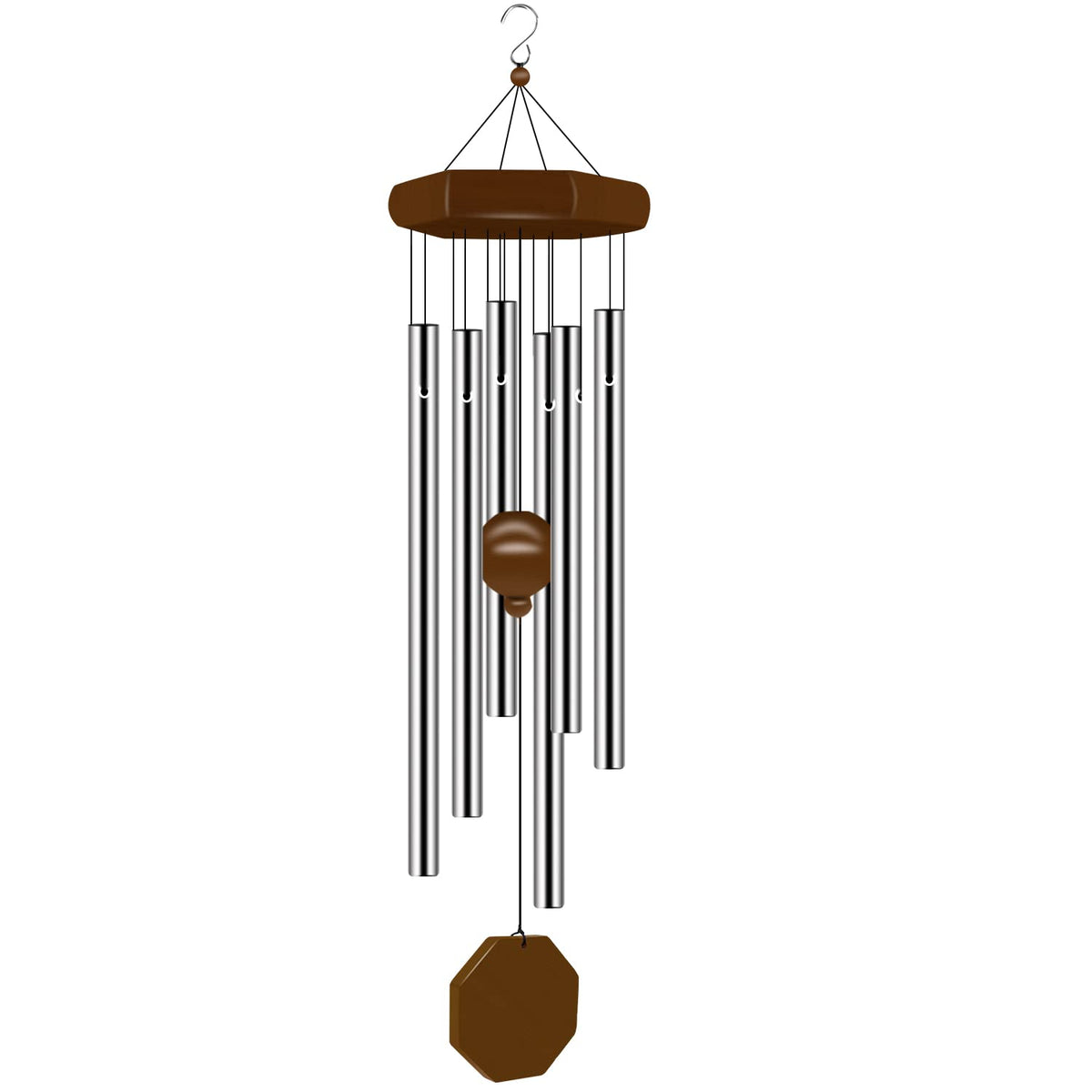Tujol wind chimes outdoor deep tone with 6 tuned tubes for a calm garden ambience.
