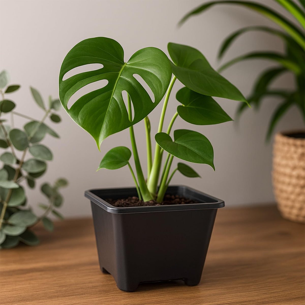Tulpeed robust PP plastic nursery pots in black for repeated use.