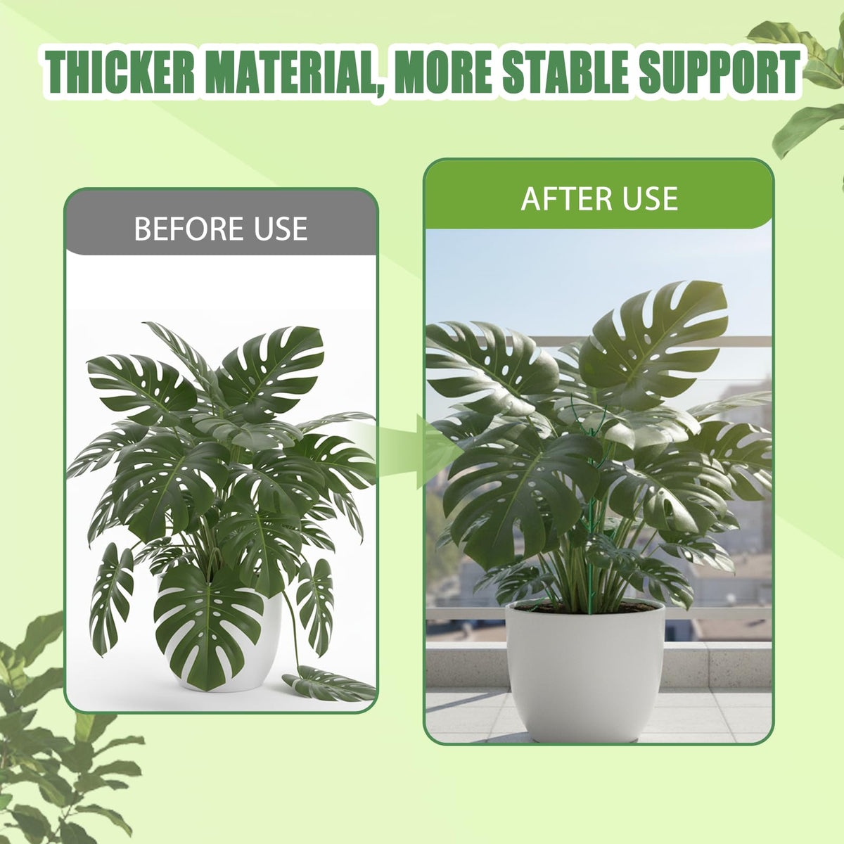 Tulvixxo smooth plastic support blends with indoor foliage.